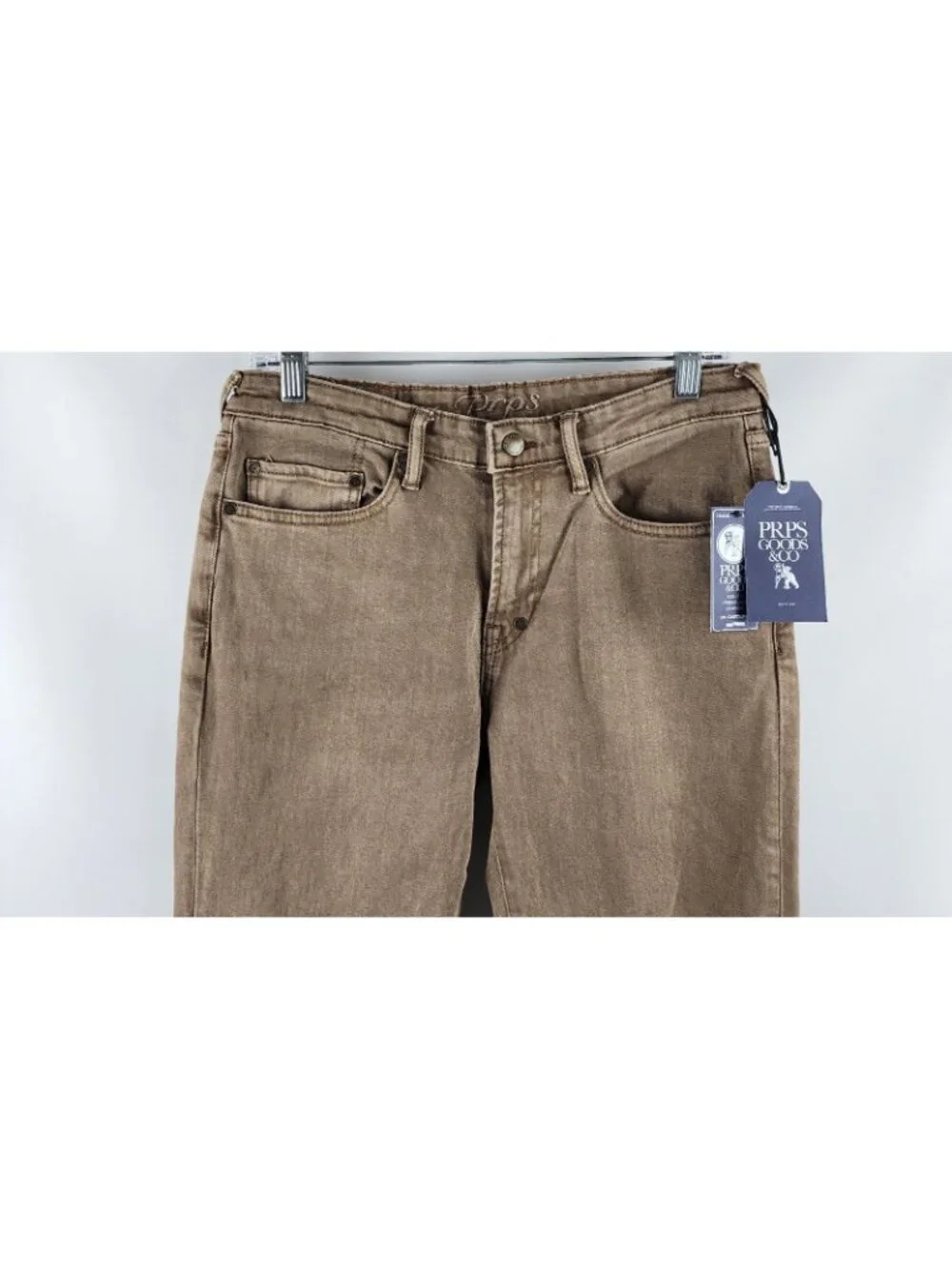 Prps Le Sabre Jeans Men 30x33 Brown Khaki Slim Straight Leg Japanese Denim NWT